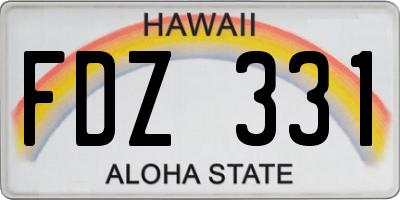 HI license plate FDZ331
