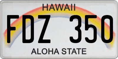 HI license plate FDZ350