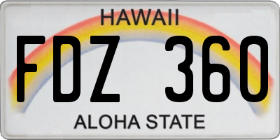 HI license plate FDZ360