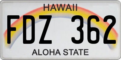 HI license plate FDZ362