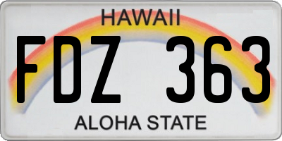 HI license plate FDZ363
