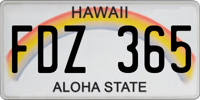HI license plate FDZ365