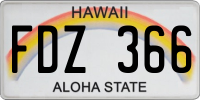 HI license plate FDZ366