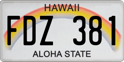 HI license plate FDZ381