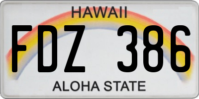 HI license plate FDZ386