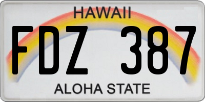 HI license plate FDZ387