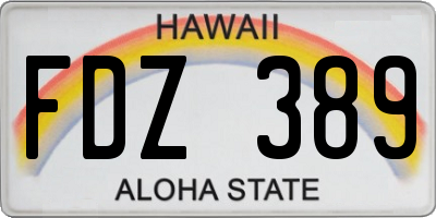 HI license plate FDZ389