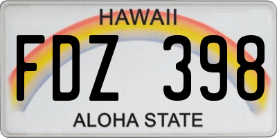 HI license plate FDZ398