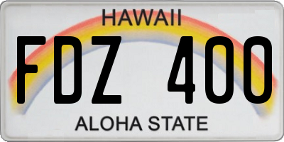 HI license plate FDZ400