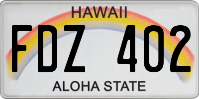 HI license plate FDZ402