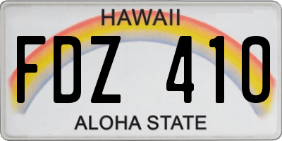 HI license plate FDZ410