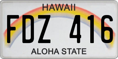 HI license plate FDZ416