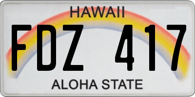 HI license plate FDZ417
