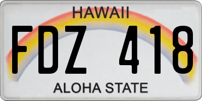 HI license plate FDZ418