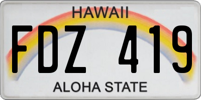 HI license plate FDZ419