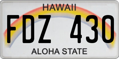 HI license plate FDZ430