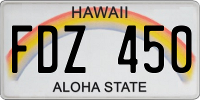 HI license plate FDZ450