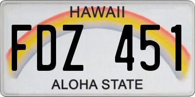 HI license plate FDZ451
