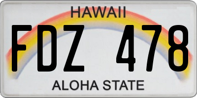 HI license plate FDZ478