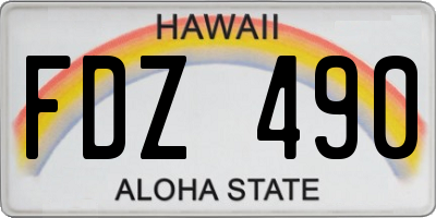 HI license plate FDZ490