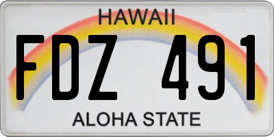 HI license plate FDZ491