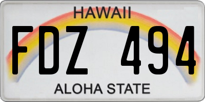 HI license plate FDZ494