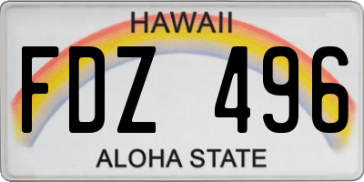 HI license plate FDZ496
