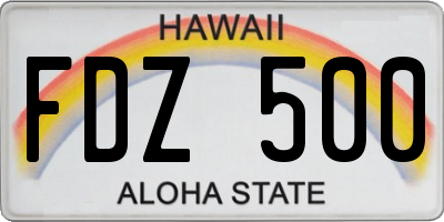 HI license plate FDZ500