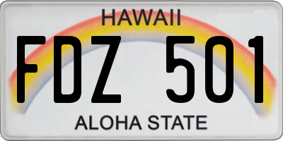 HI license plate FDZ501
