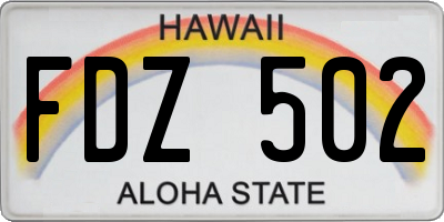 HI license plate FDZ502