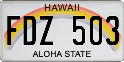 HI license plate FDZ503