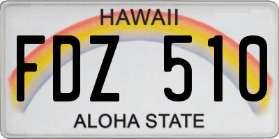 HI license plate FDZ510