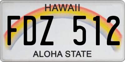 HI license plate FDZ512