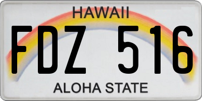 HI license plate FDZ516