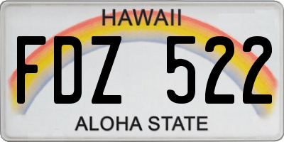 HI license plate FDZ522
