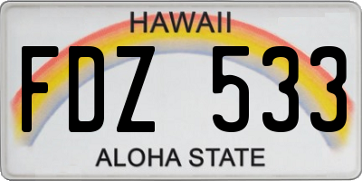 HI license plate FDZ533