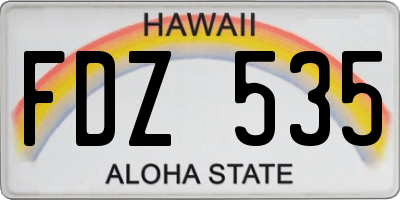 HI license plate FDZ535