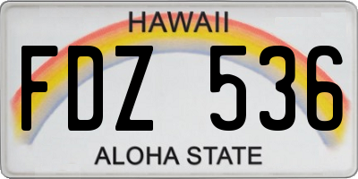 HI license plate FDZ536