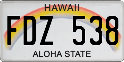 HI license plate FDZ538