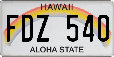 HI license plate FDZ540