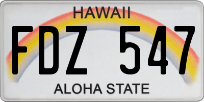 HI license plate FDZ547