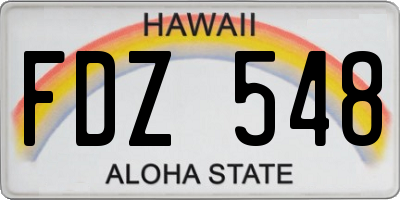 HI license plate FDZ548