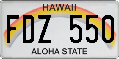 HI license plate FDZ550
