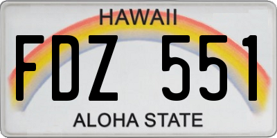HI license plate FDZ551