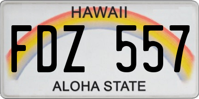 HI license plate FDZ557