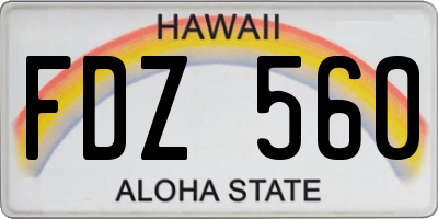 HI license plate FDZ560