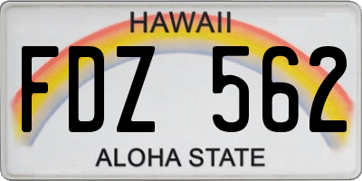 HI license plate FDZ562