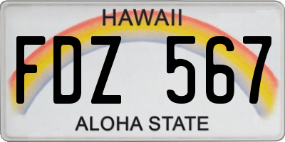 HI license plate FDZ567
