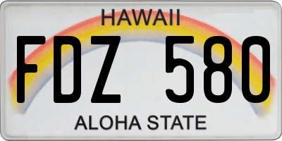HI license plate FDZ580