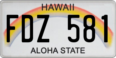 HI license plate FDZ581